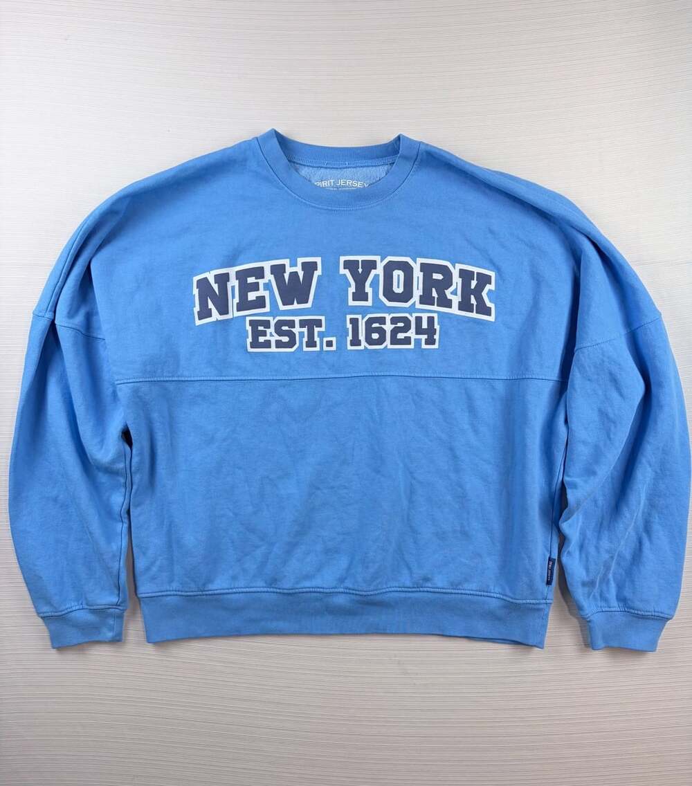 Spirit Jersey New York Est. 1624 Blue Crew Neck Sweatshirt Size S